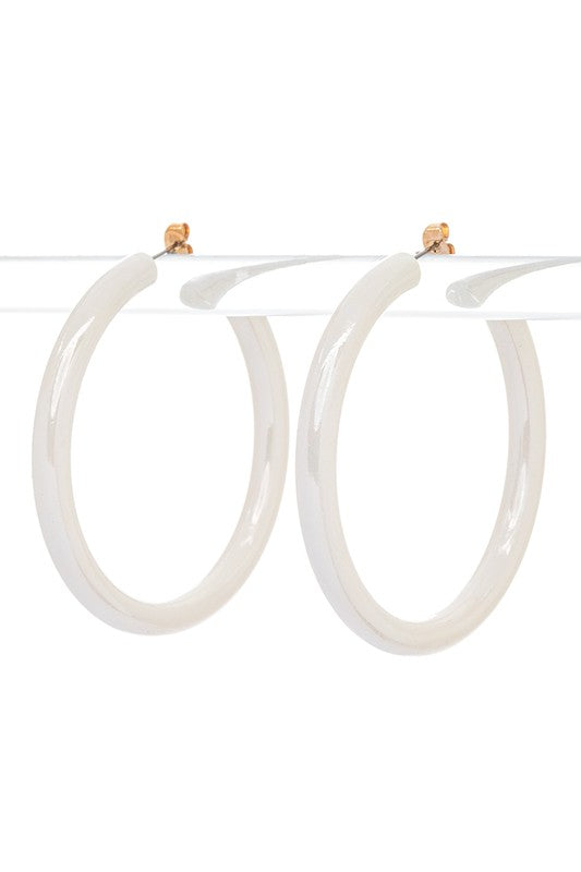 Shiny White Resin Hoops