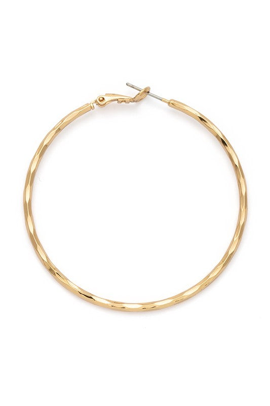 Edgy Textured Large Skinny Hoop Earrings