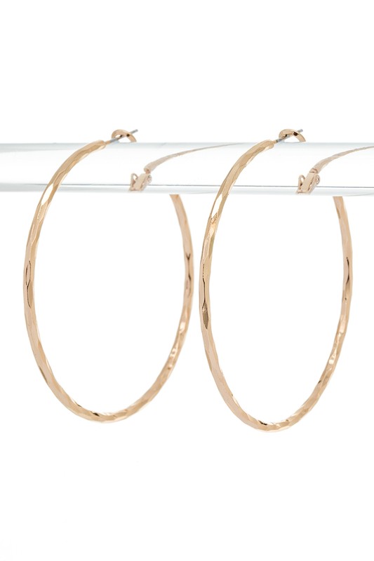 Edgy Textured Large Skinny Hoop Earrings