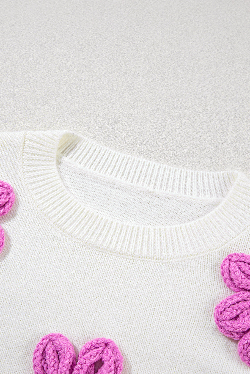 White Floral Crochet Chunky Knit Sweater